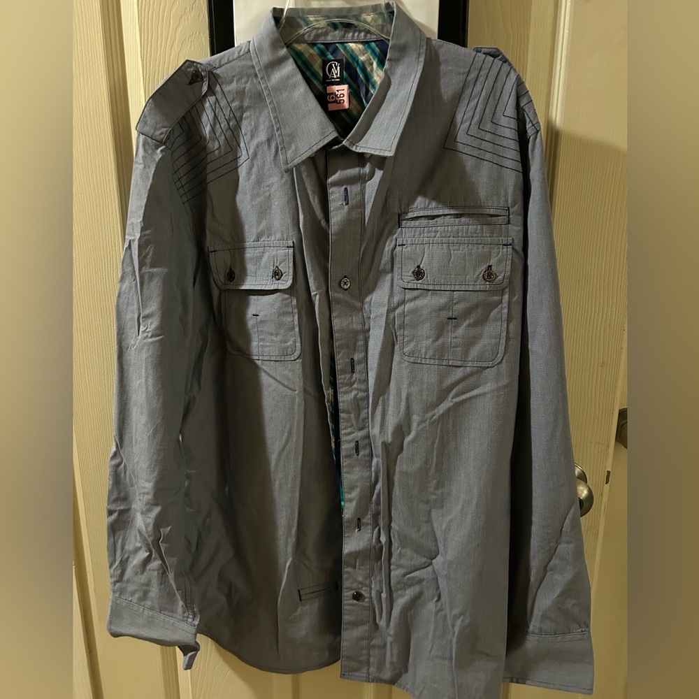 CAVI Men's Blue Button-Up Shirt